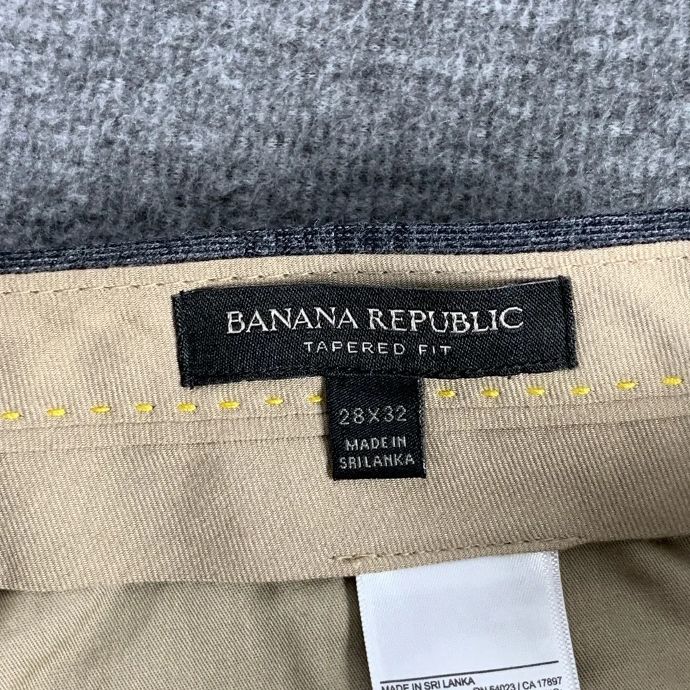 Banana Republic Pants Men 28x30 Vitale Barberis Canonico Wool Gray Glen Check